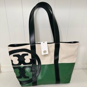NWT Tory Burch dipped beach tote green
